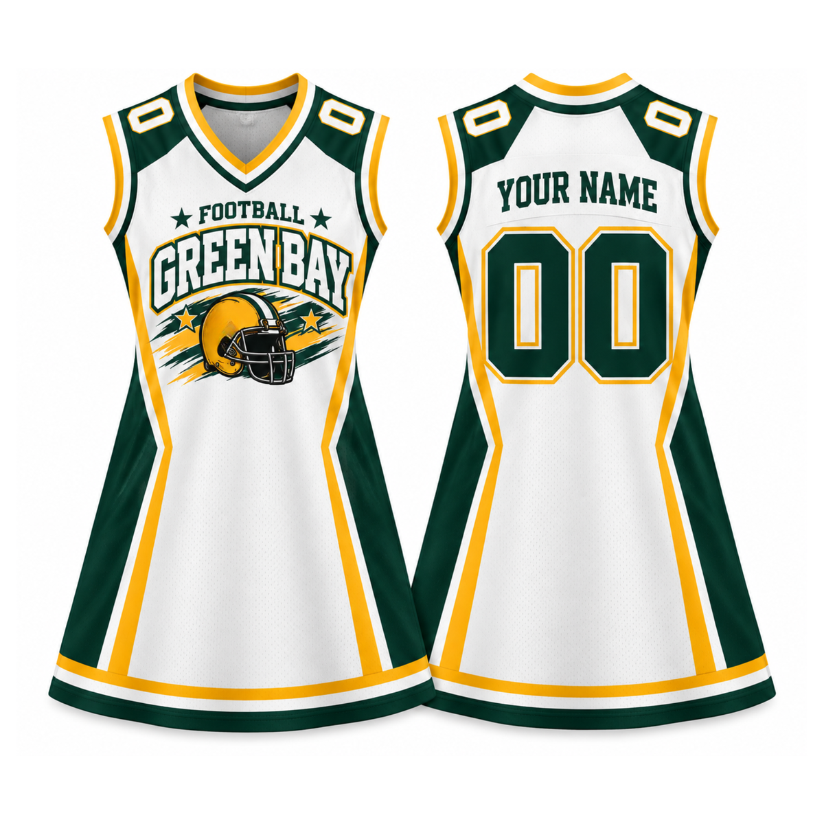 Custom Green Bay Football Jersey Dress – Personalized Name & Number