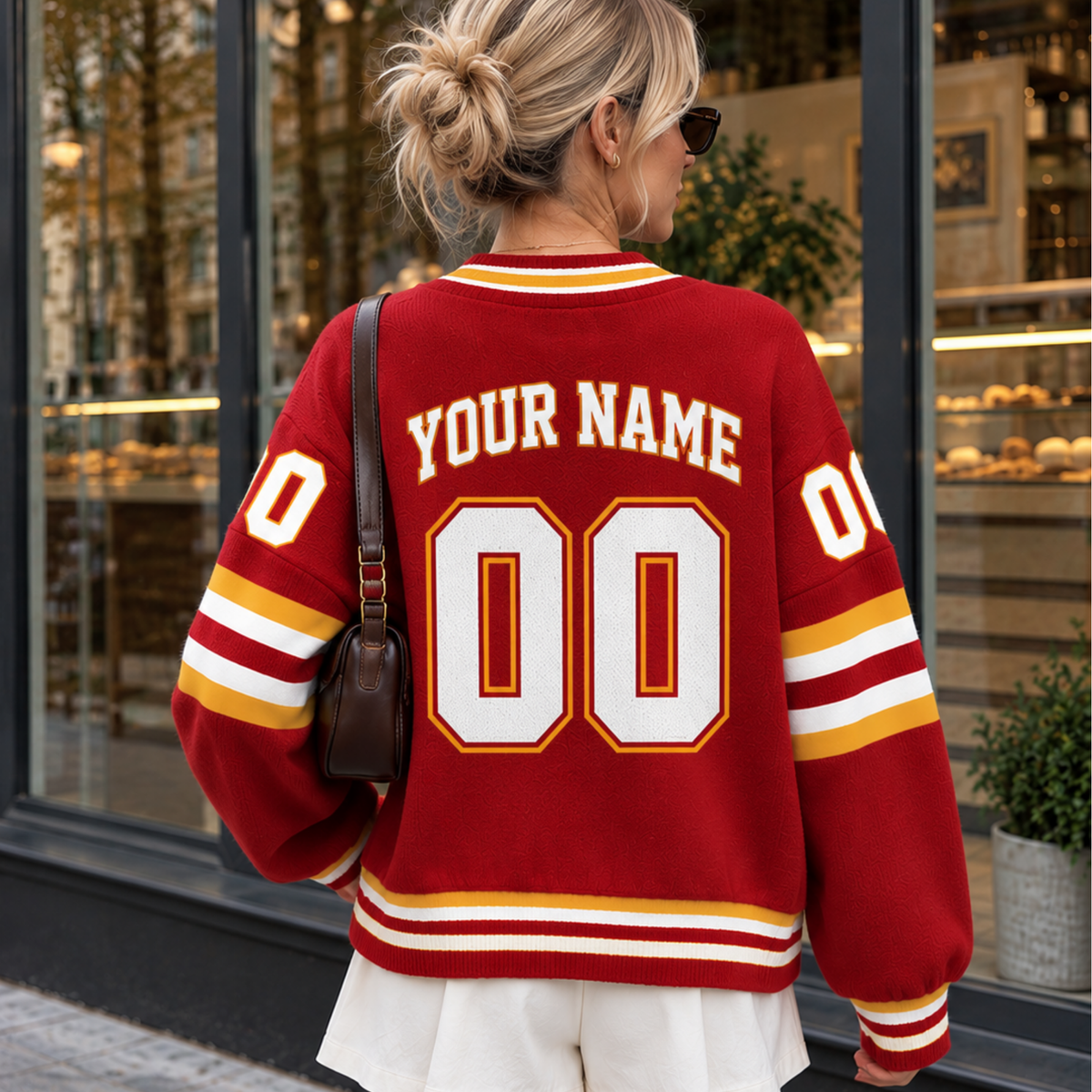 Custom KC Football Cardigan – Personalized Name & Number