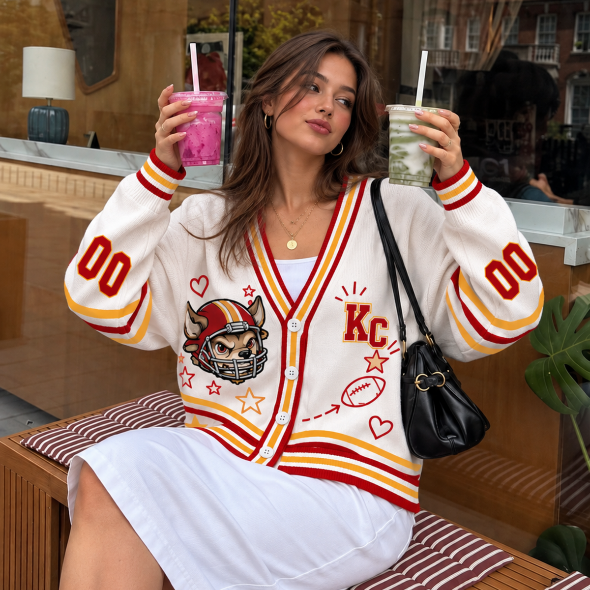 Custom KC Football Cardigan – Personalized Name & Number