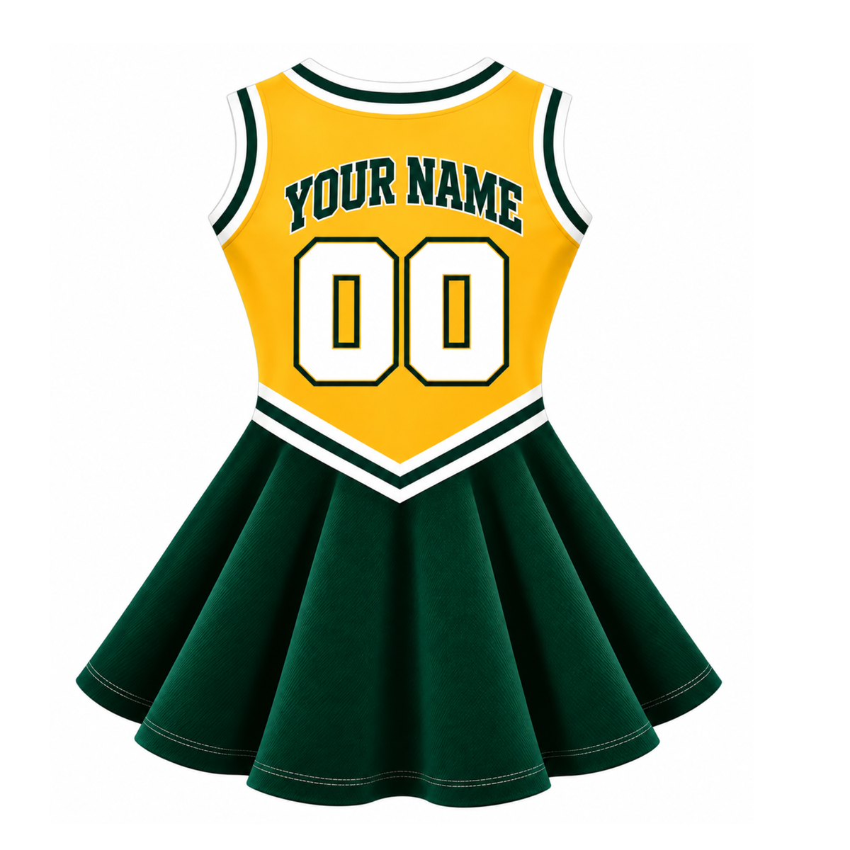 Green Bay-Inspired Kids Custom Football Cheer Dress – Personalized Name & Number