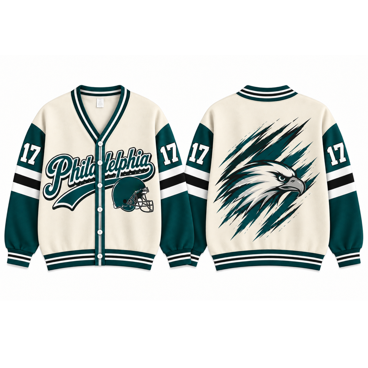 Philadelphia-Inspired Football Cardigan – Custom Number