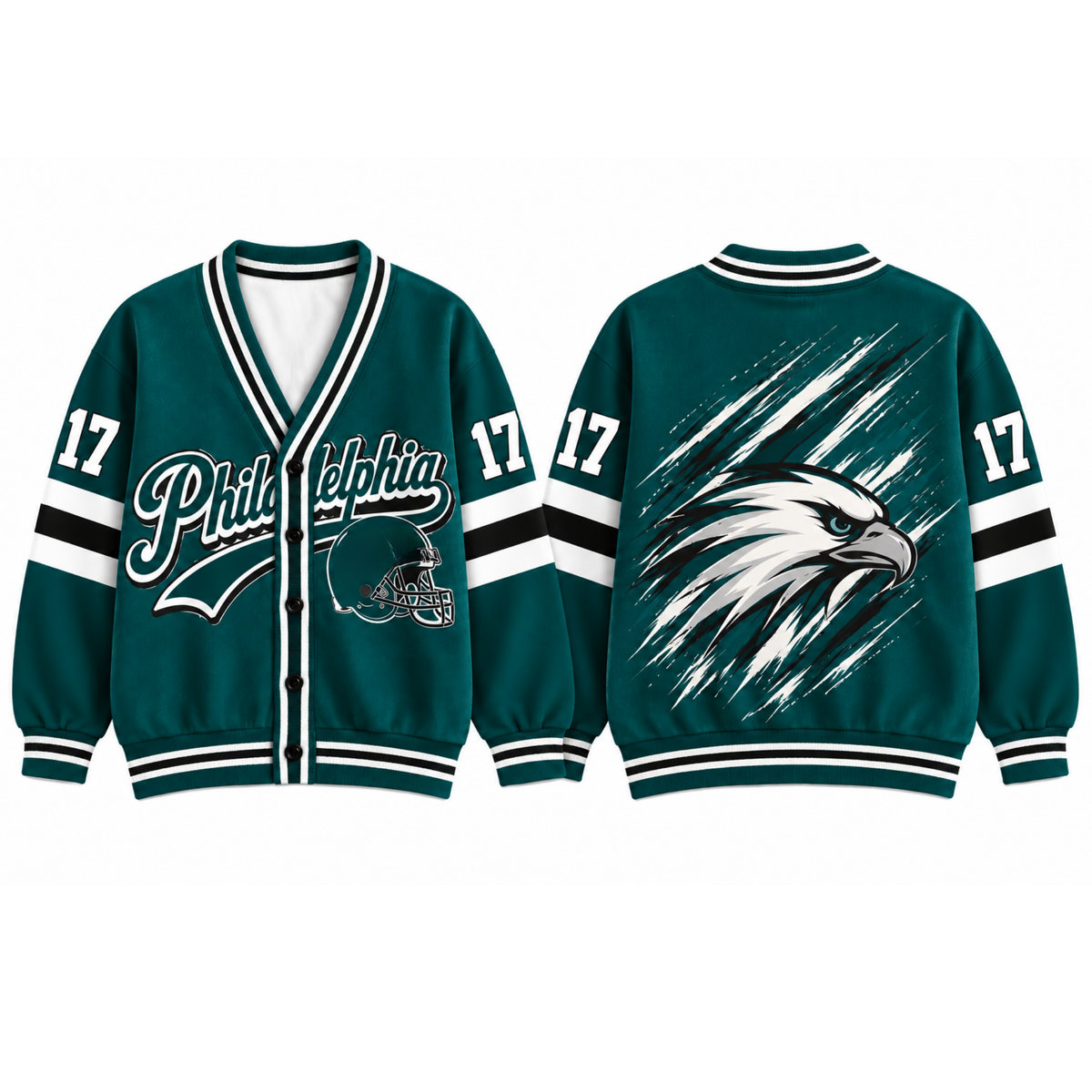 Philadelphia-Inspired Football Cardigan – Custom Number
