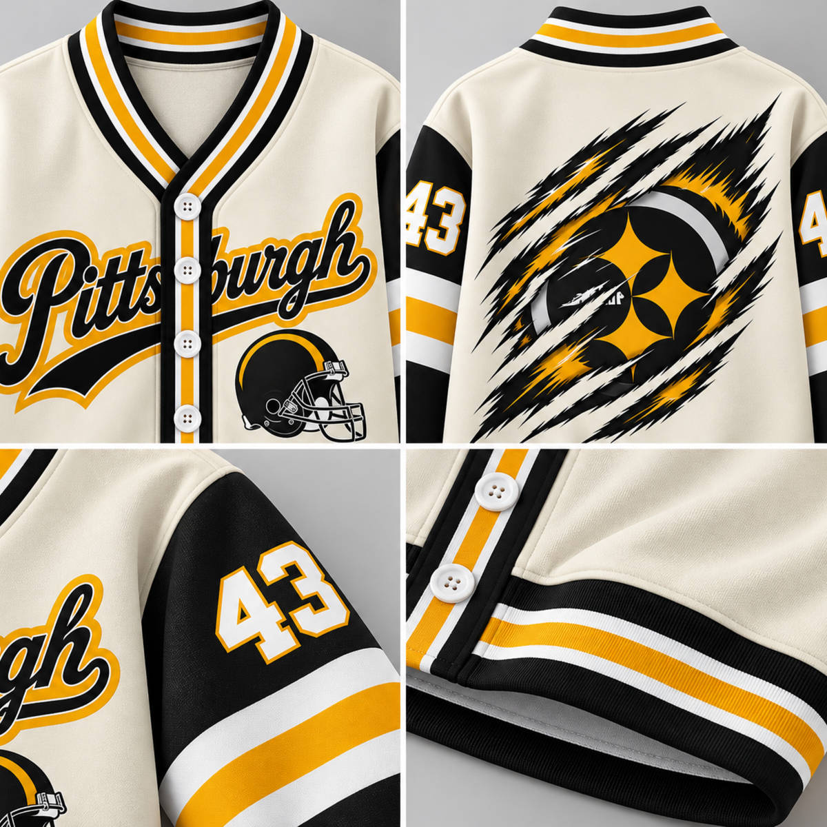 Custom Pittsburgh Football Cardigan – Personalized Name & Number