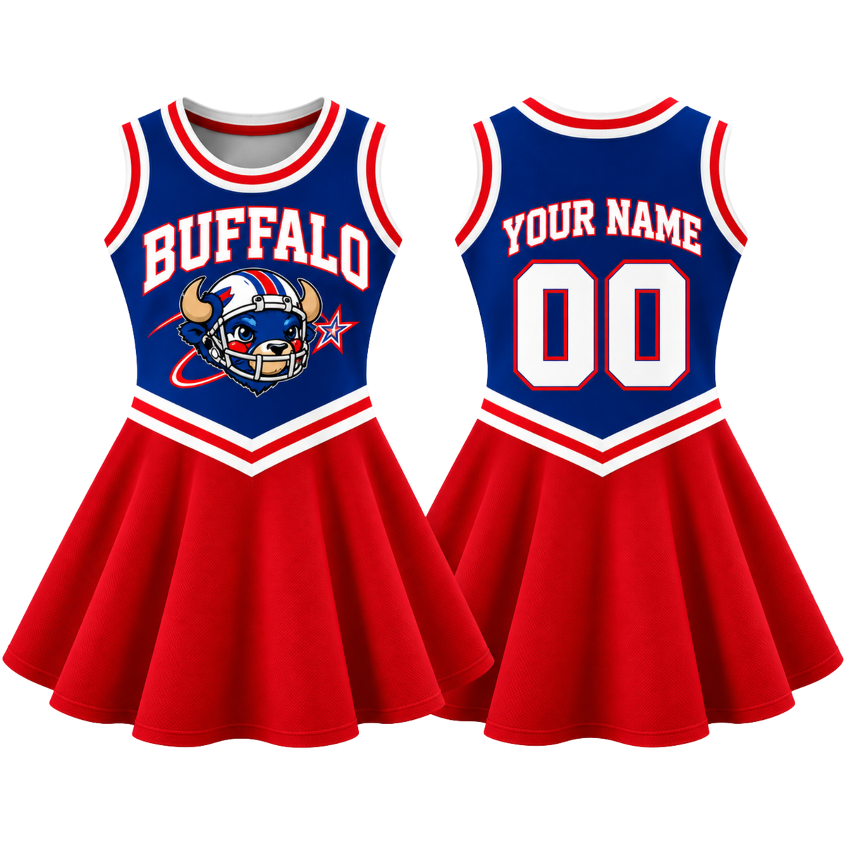 Buffalo-Inspired Kids Custom Football Cheer Dress – Personalized Name & Number