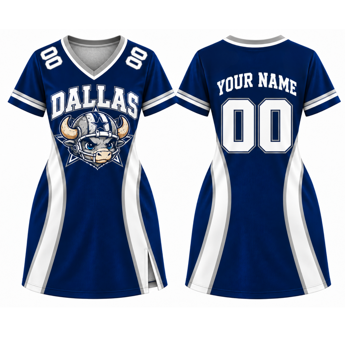 Dallas-Inspired Custom Football Jersey Dress – Personalized Name & Number