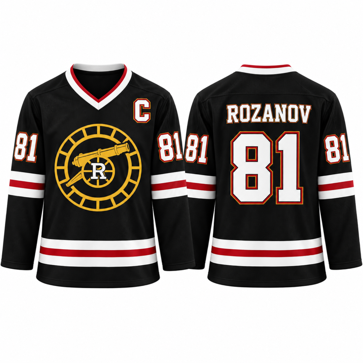 Retro Captain Custom Long-Sleeve Hockey Jersey – Personalized Name & Number