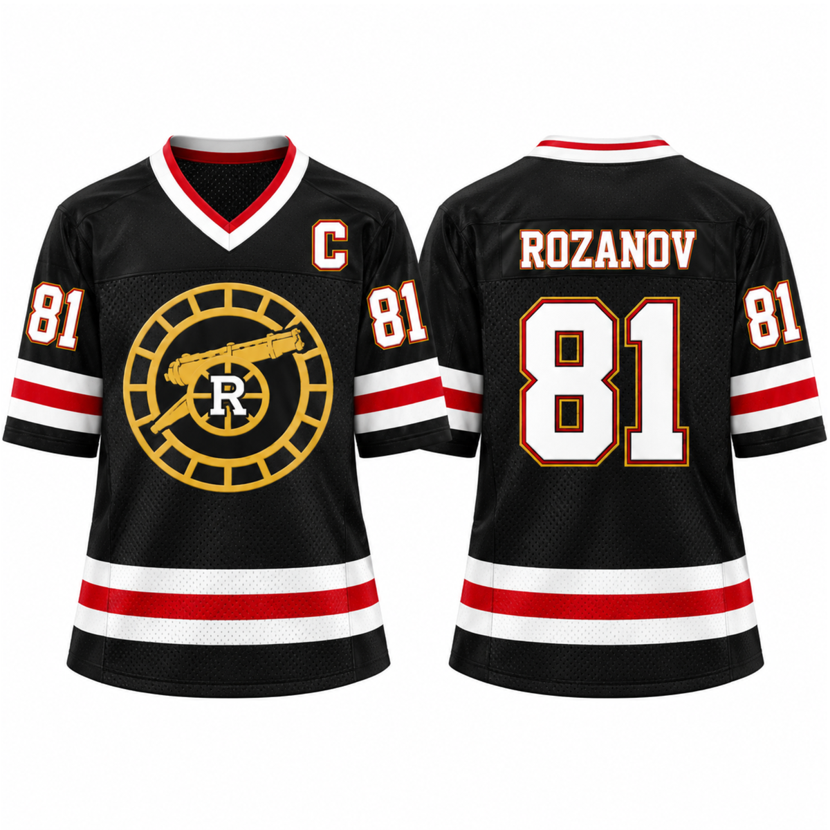 Retro Captain Custom Hockey-Style Jersey - Hollander 24 Rozanov 81 Hunter 21 Football Jersey