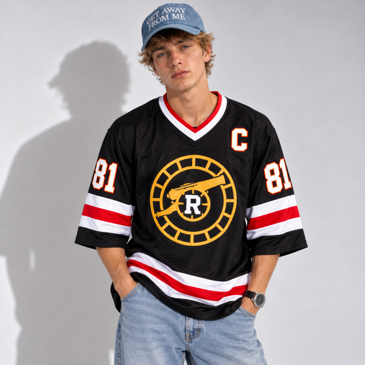 Retro Captain Custom Hockey-Style Jersey - Hollander 24 Rozanov 81 Hunter 21 Football Jersey