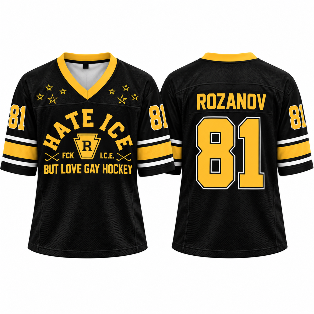 Hate ICE But Love Gay Hockey” Custom Short-Sleeve Hockey Jersey – Personalized Name & Number