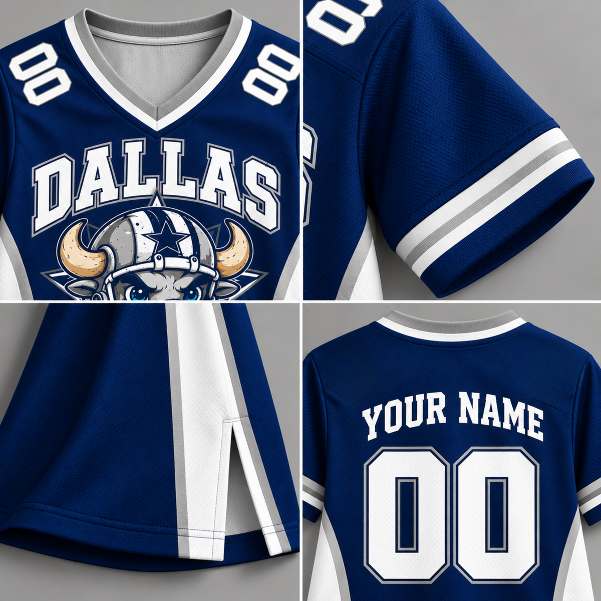 Dallas-Inspired Custom Football Jersey Dress – Personalized Name & Number