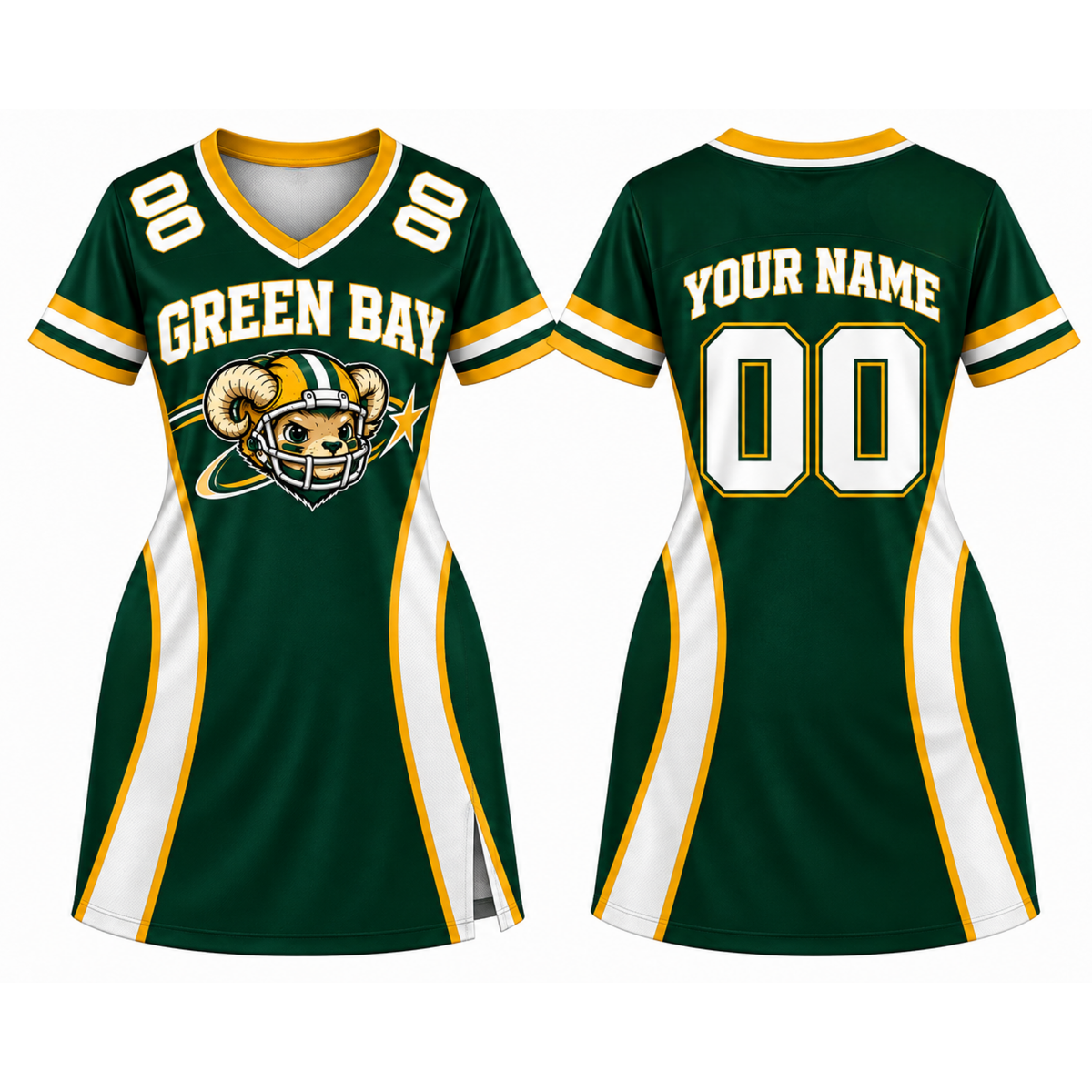 Green Bay-Inspired Custom Football Jersey Dress – Personalized Name & Number