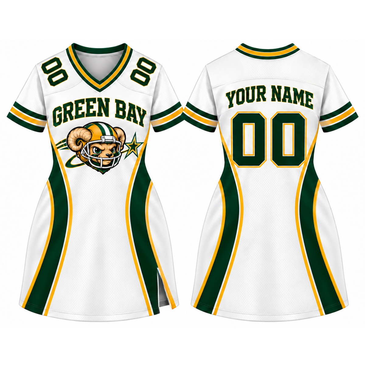 Green Bay-Inspired Custom Football Jersey Dress – Personalized Name & Number