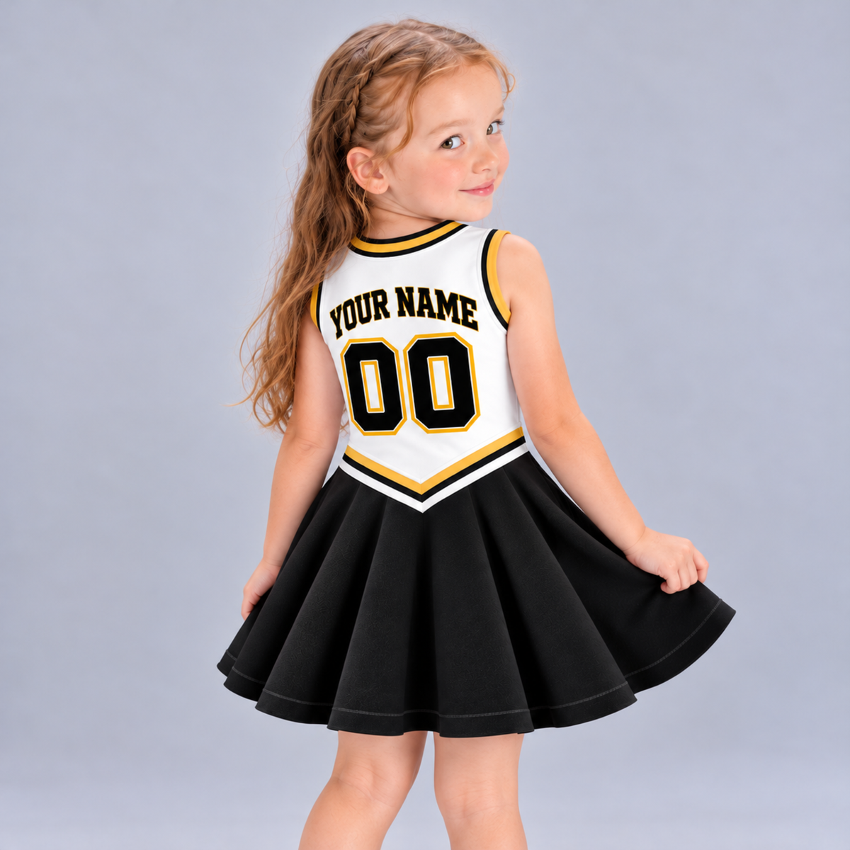 Pittsburgh-Inspired Kids Custom Football Cheer Dress – Personalized Name & Number