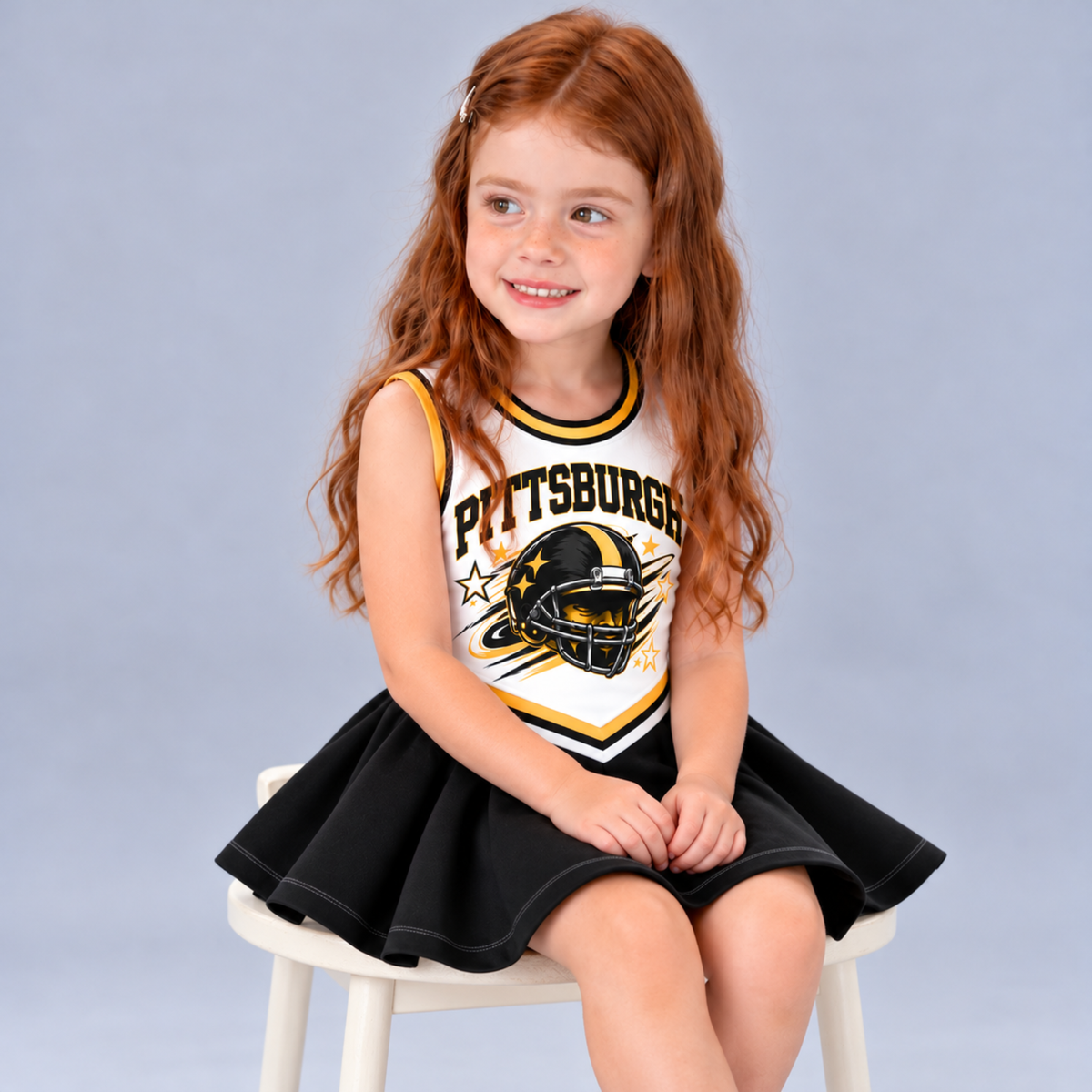 Pittsburgh-Inspired Kids Custom Football Cheer Dress – Personalized Name & Number