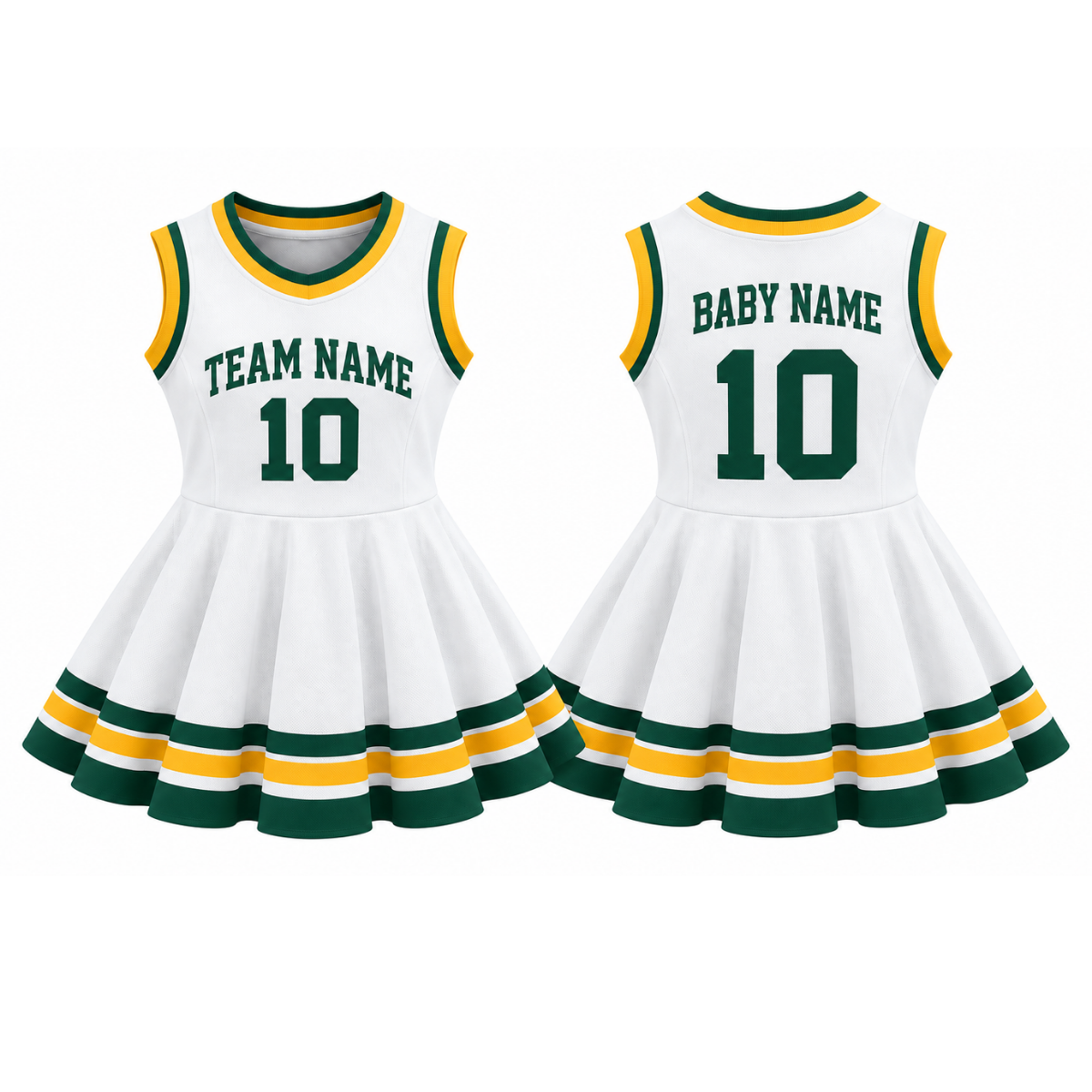 Green Bay-Inspired Kids Custom Football Jersey Dress – Personalized Name & Number