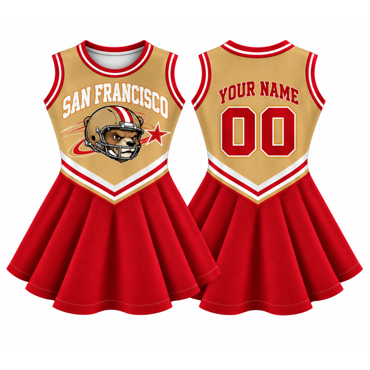 San Francisco-Inspired Kids Custom Football Cheer Dress – Personalized Name & Number