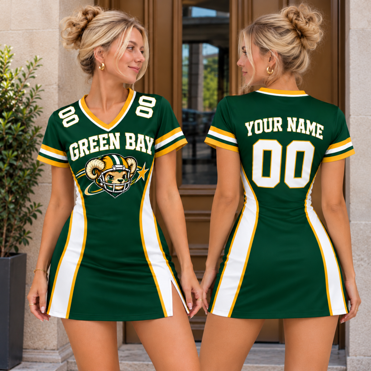 Green Bay-Inspired Custom Football Jersey Dress – Personalized Name & Number