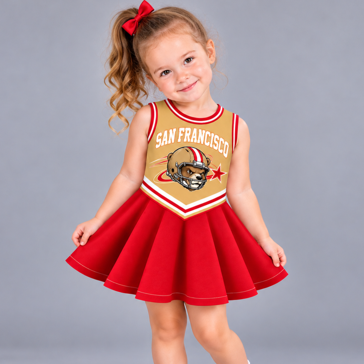 San Francisco-Inspired Kids Custom Football Cheer Dress – Personalized Name & Number