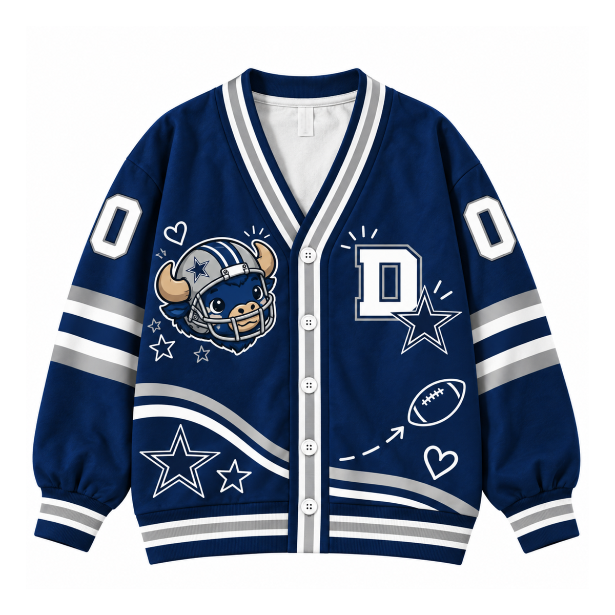 Dallas-Inspired Custom Football Cardigan – Personalized Name & Number