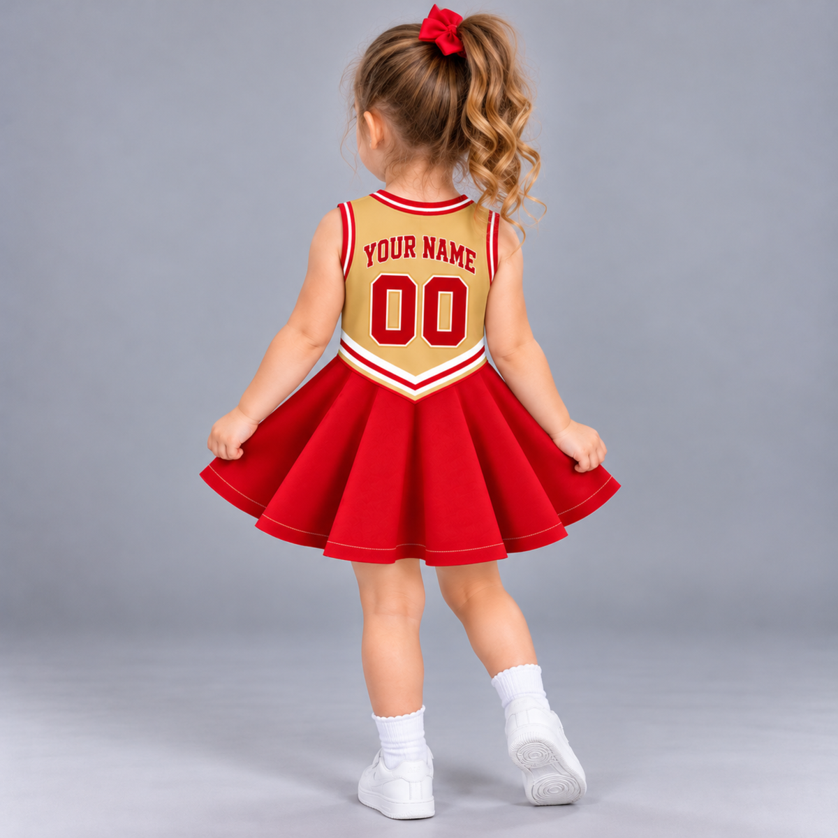 San Francisco-Inspired Kids Custom Football Cheer Dress – Personalized Name & Number