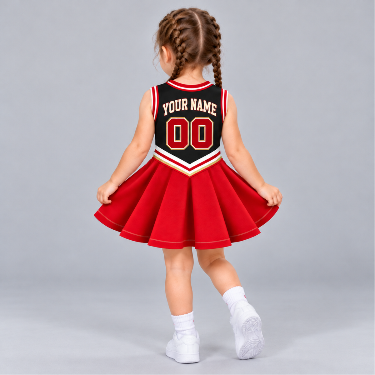 San Francisco-Inspired Kids Custom Football Cheer Dress – Personalized Name & Number