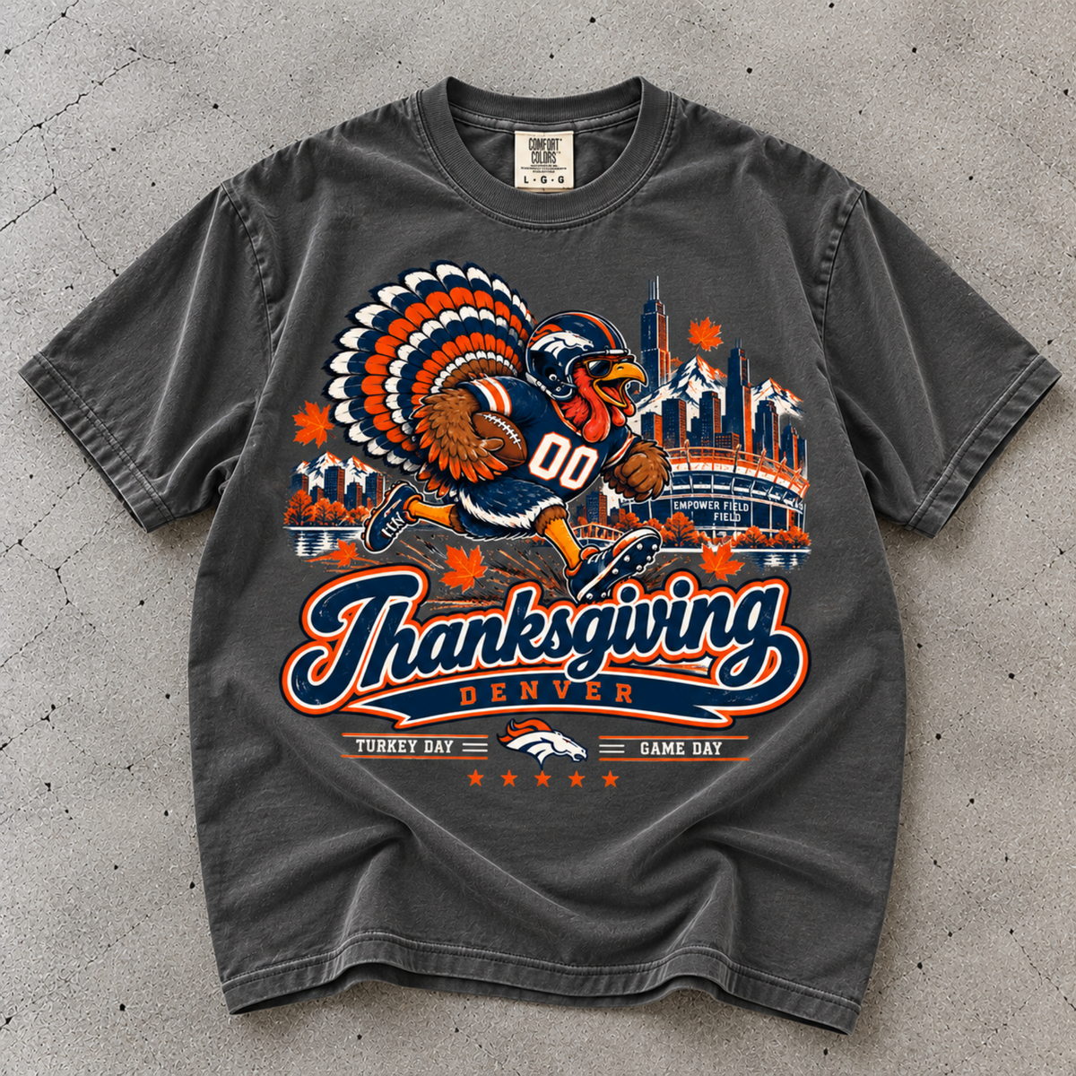 Thankgivings Denver Football Comfort Colors T-shirt