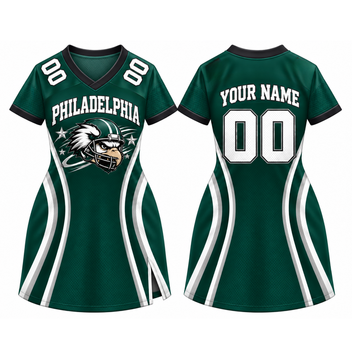 Philadelphia-Inspired Custom Football Jersey Dress – Personalized Name & Number