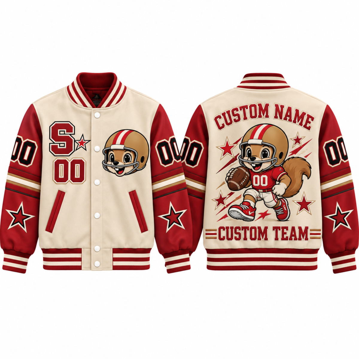 San Francisco-Inspired Kids Custom Football Varsity Jacket – Personalized Name & Number