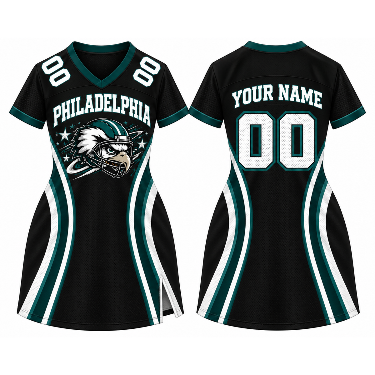 Philadelphia-Inspired Custom Football Jersey Dress – Personalized Name & Number