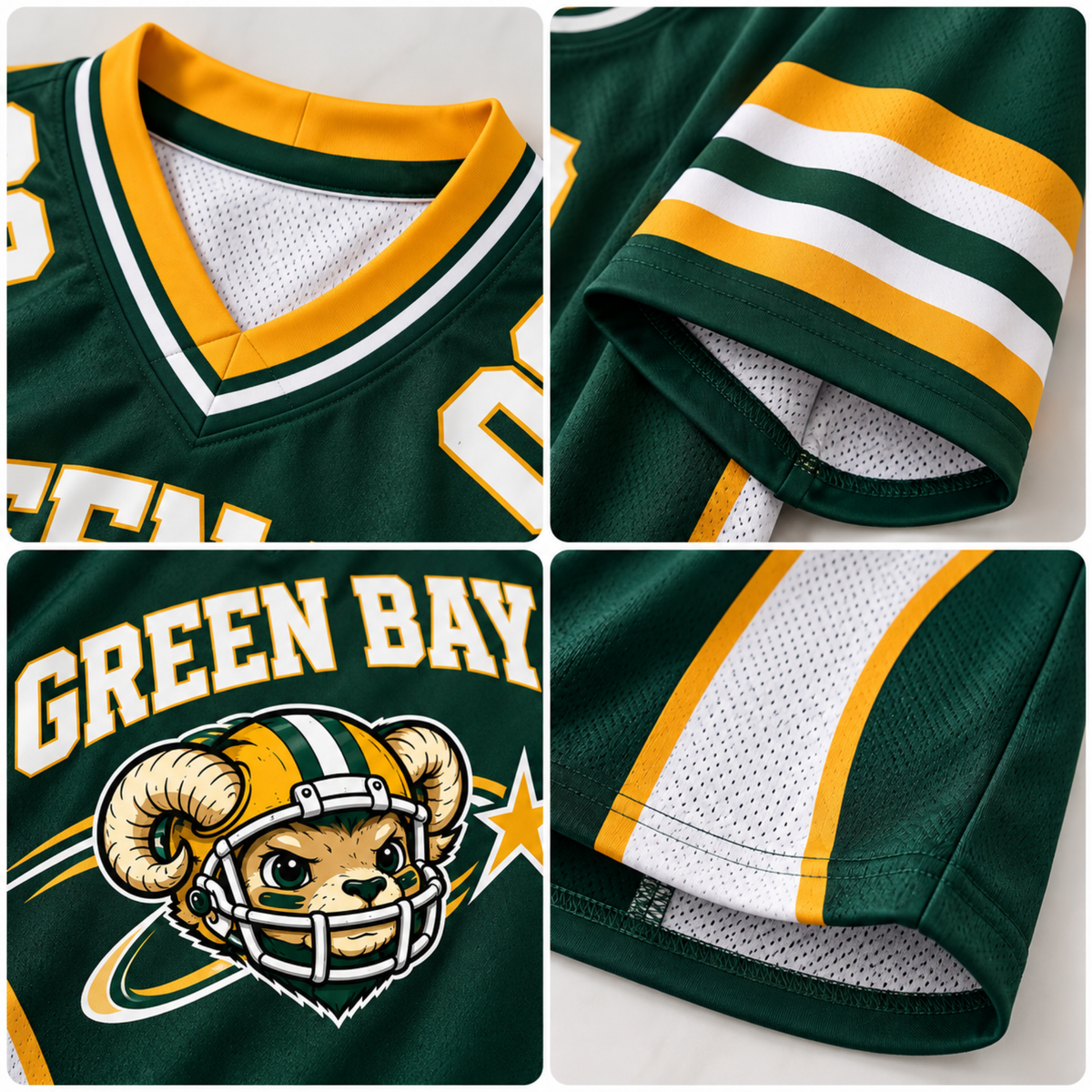 Green Bay-Inspired Custom Football Jersey – Personalized Name & Number