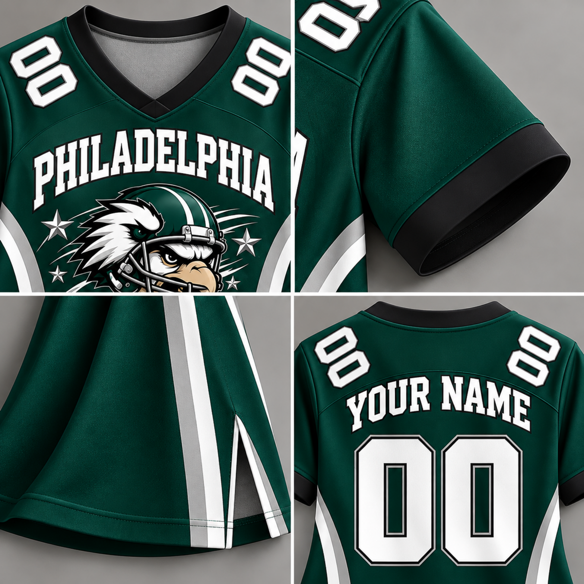 Philadelphia-Inspired Custom Football Jersey Dress – Personalized Name & Number