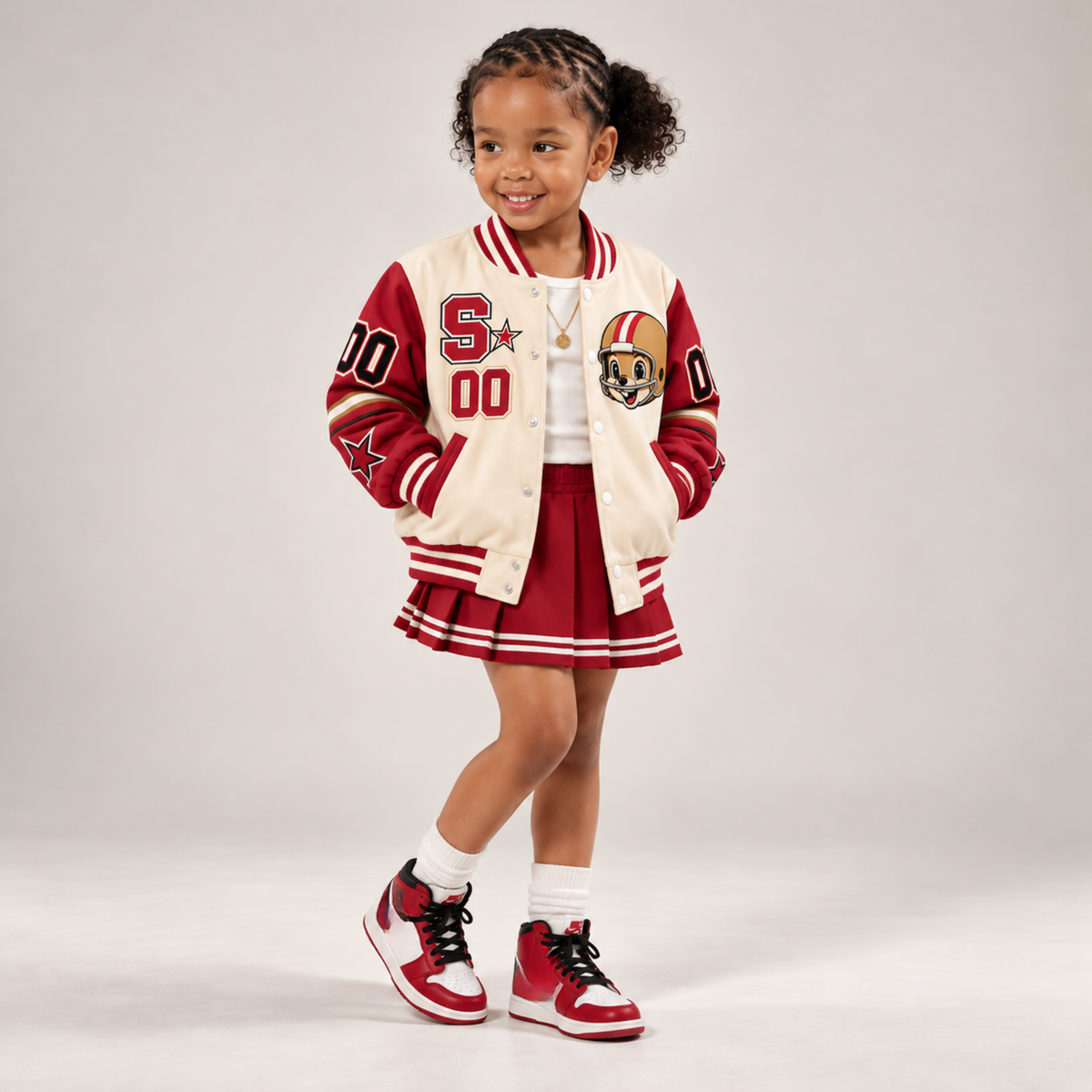San Francisco-Inspired Kids Custom Football Varsity Jacket – Personalized Name & Number