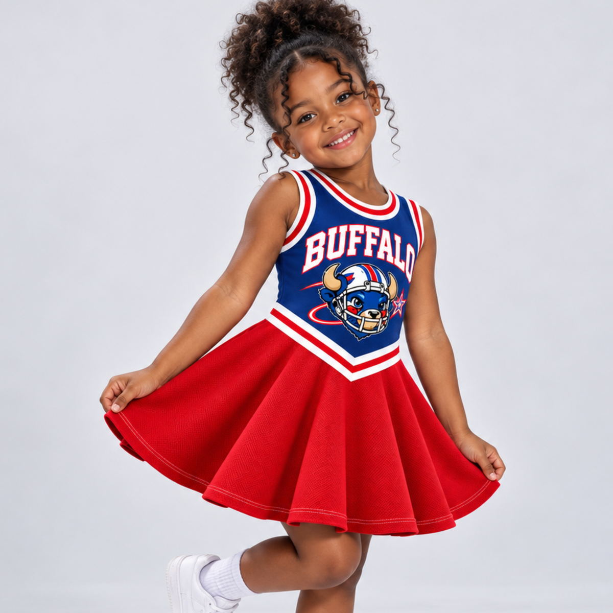 Buffalo-Inspired Kids Custom Football Cheer Dress – Personalized Name & Number