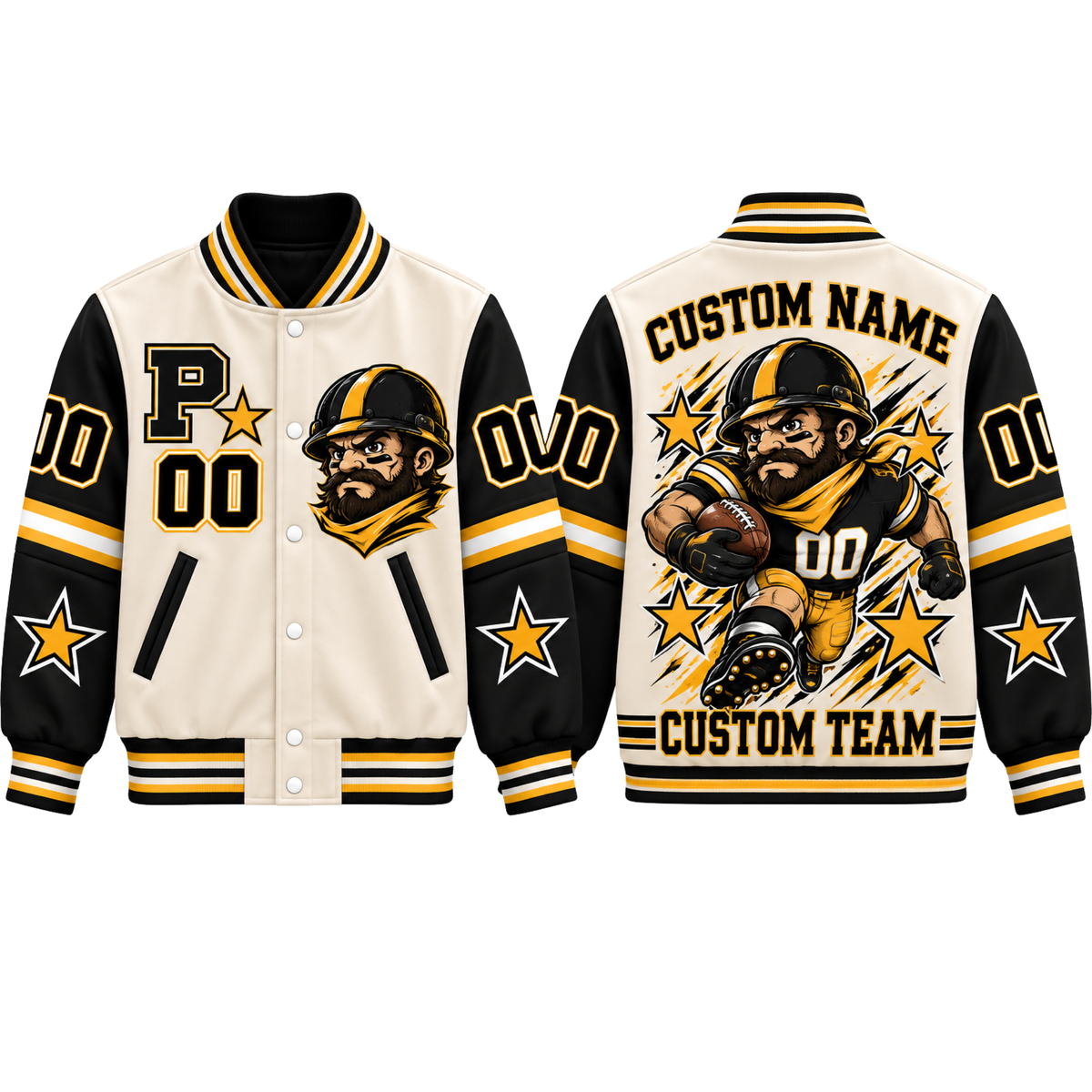 Pittsburgh-Inspired Kids Custom Football Varsity Jacket – Personalized Name & Number