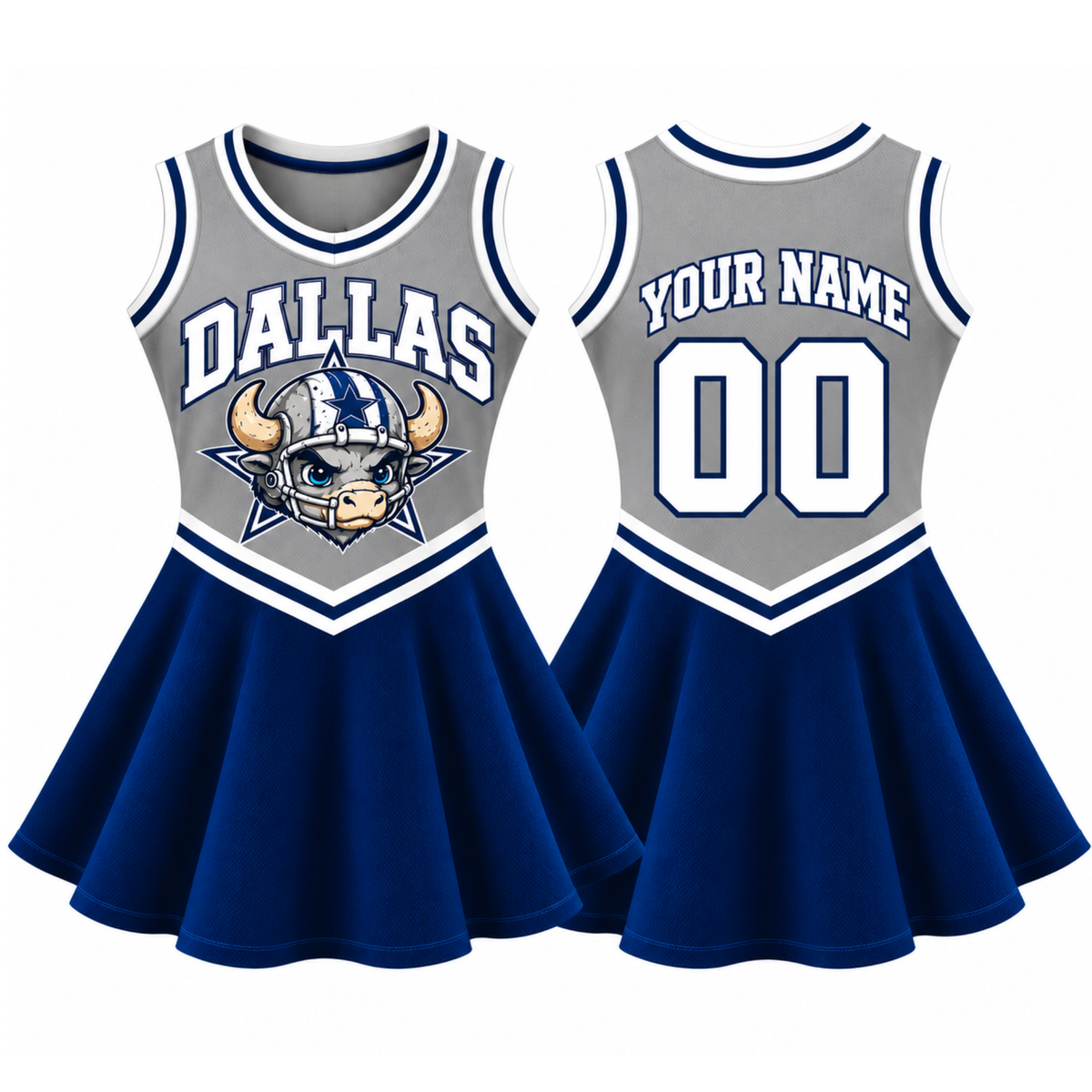 Dallas-Inspired Kids Custom Football Cheer Dress – Personalized Name & Number