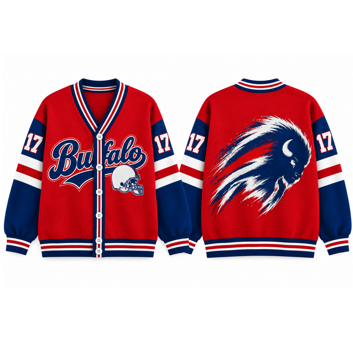 Custom Buffalo Game Day Knit Cardigan – Personalized Number