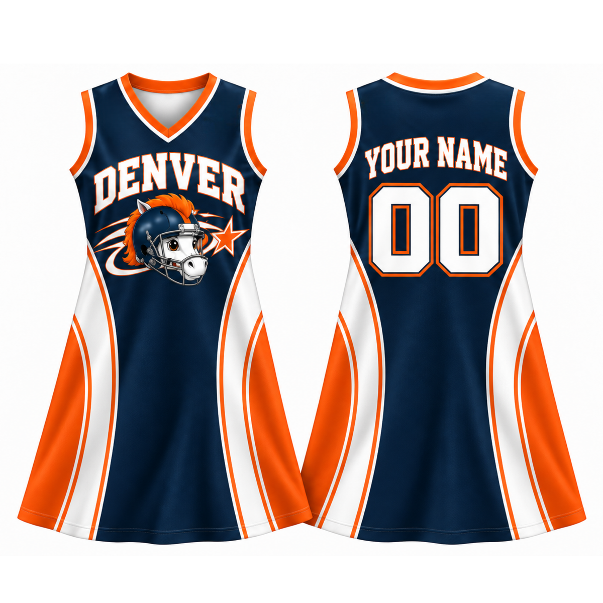 Denver-Inspired Custom Football Jersey Dress – Personalized Name & Number