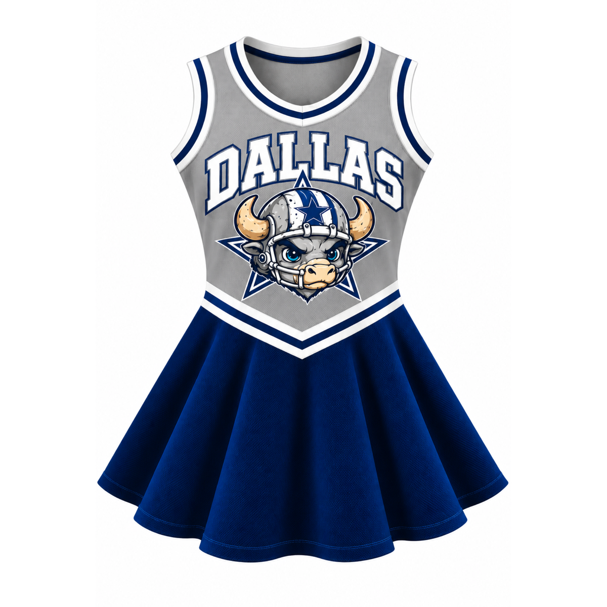 Dallas-Inspired Kids Custom Football Cheer Dress – Personalized Name & Number