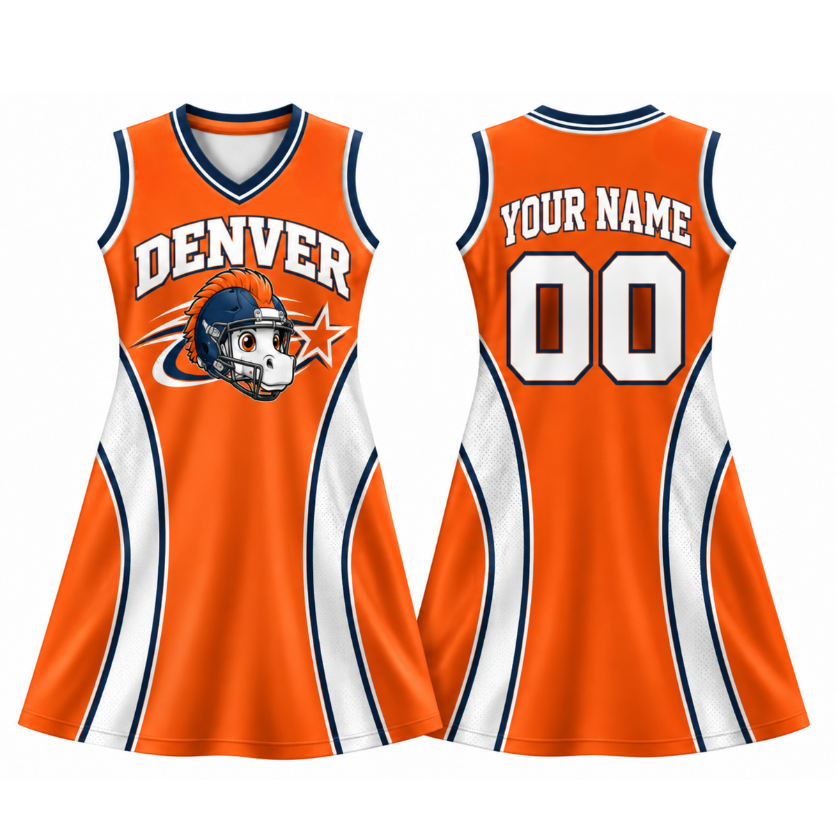 Denver-Inspired Custom Football Jersey Dress – Personalized Name & Number