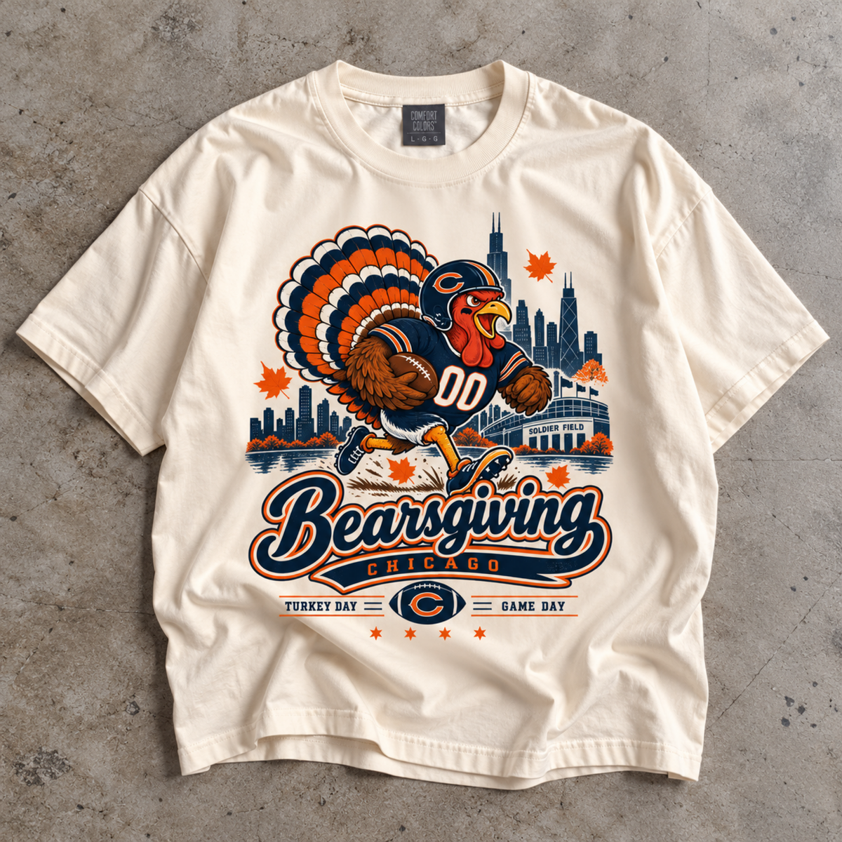 Bearsgiving Shirt, Chicago Football Turkey Comfort Colors T-shirt
