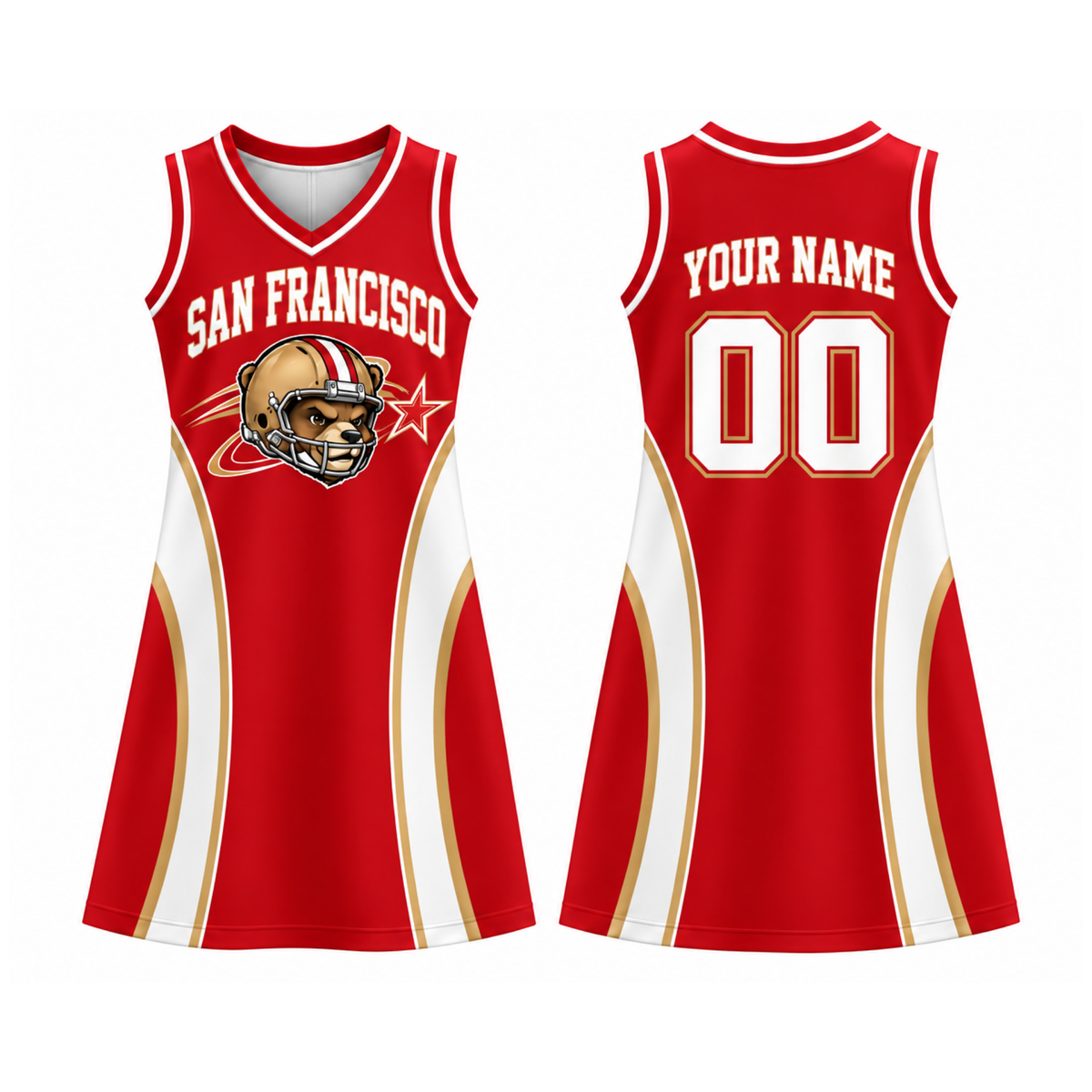 San Francisco-Inspired Custom Football Jersey Dress – Personalized Name & Number