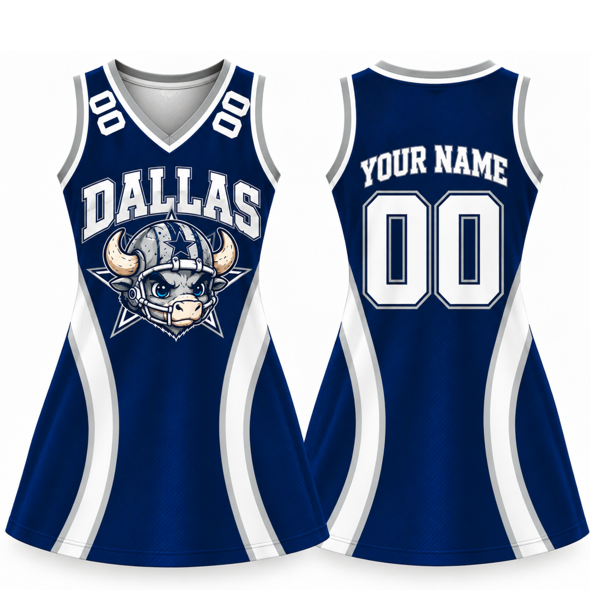 Dallas-Inspired Custom Football Jersey Dress – Personalized Name & Number