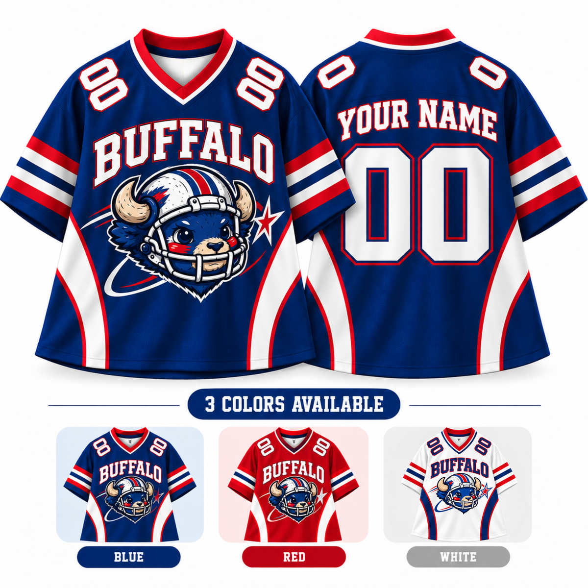 Personalized Buffalo Football Jersey, Custom Name & Number, Gift for Her, Him or Dad