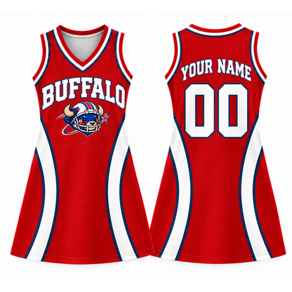 Custom Buffalo Football Jersey Dress, Personalized Name & Number Game Day Outfit