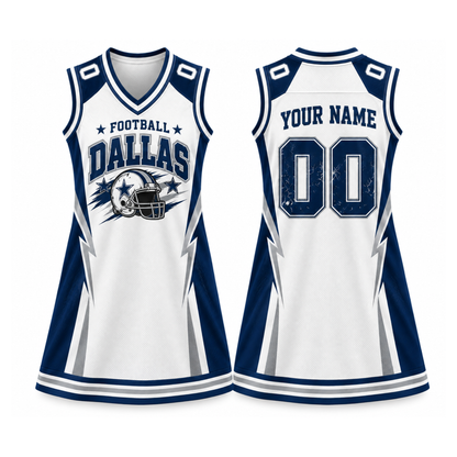 Custom Dallas Football Jersey Dress – Personalized Name & Number