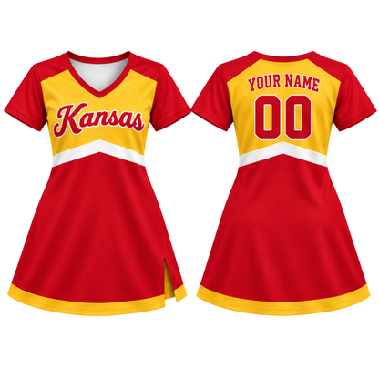 Kansas City-Inspired Custom Football Cheer Dress – Personalized Name & Number