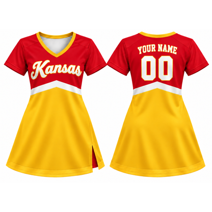 Kansas City-Inspired Custom Football Cheer Dress – Personalized Name & Number