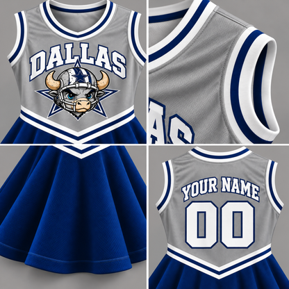 Dallas-Inspired Kids Custom Football Cheer Dress – Personalized Name & Number
