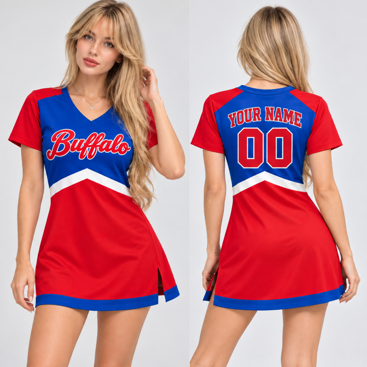Buffalo-Inspired Custom Football Cheer Dress – Personalized Name & Number