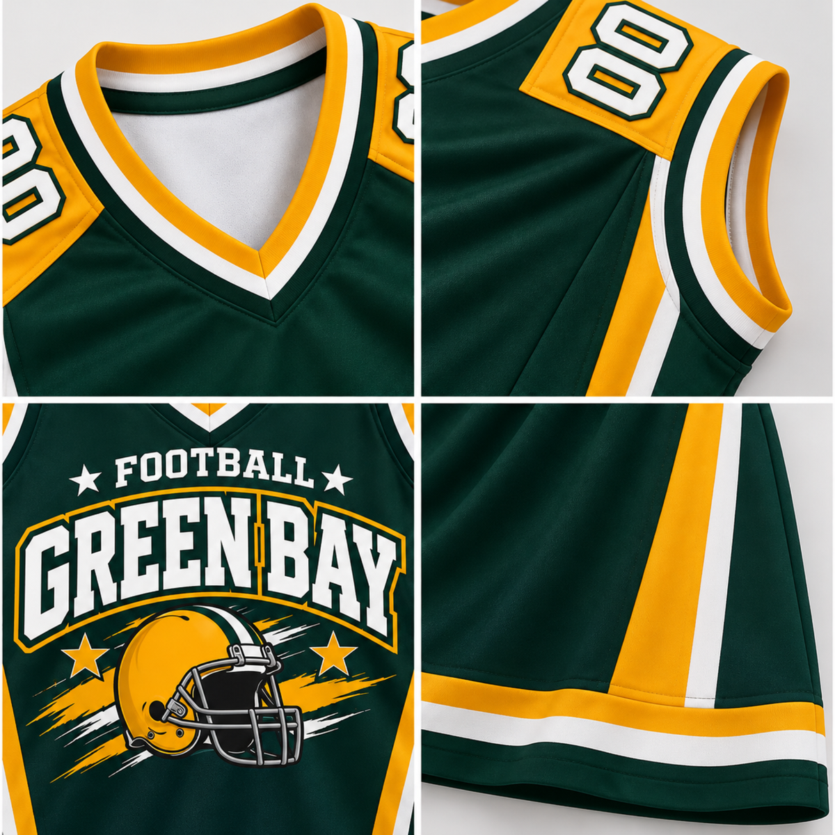 Custom Green Bay Football Jersey Dress – Personalized Name & Number